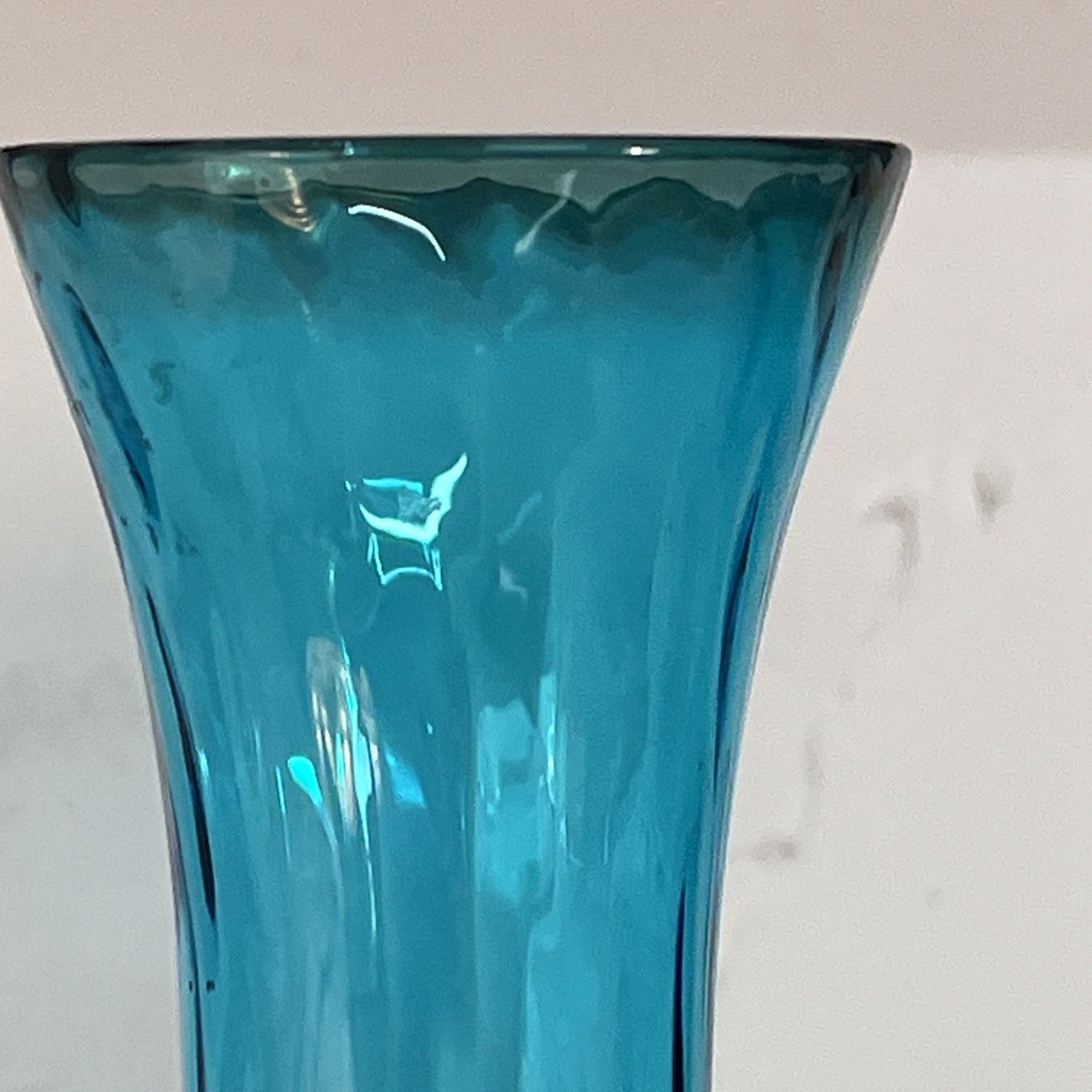 Empoli Blue Glass Vases Pair Italian MCM Retro Turquoise Decorative