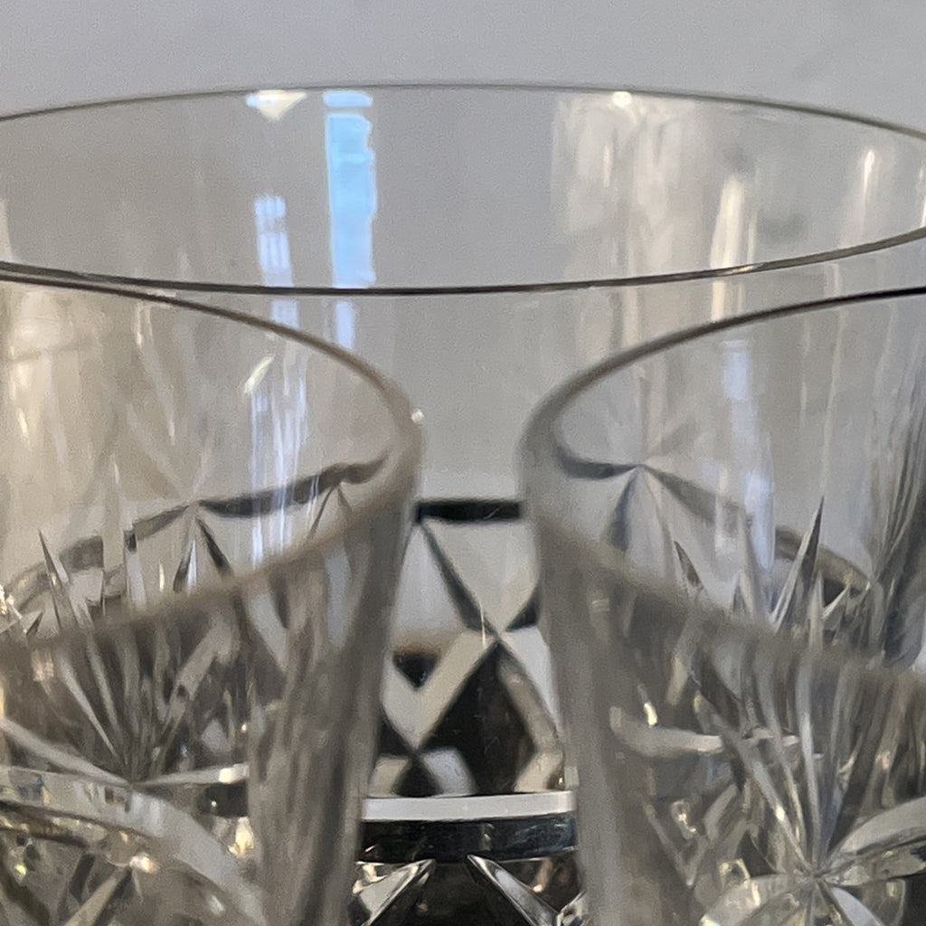 Royal Brierley Bruce Wine Glasses Set 5 Cut Crystal Goblets Vintage