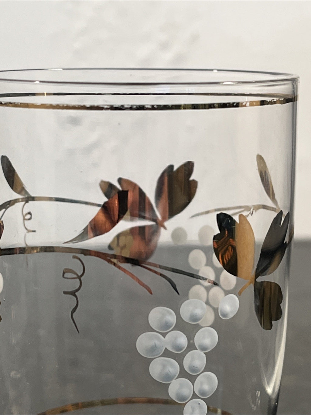 Vintage Gold Gilt Grape Motif Highball Glasses Set Of 4