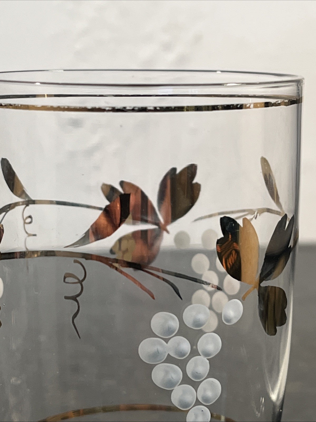 Vintage Gold Gilt Grape Motif Highball Glasses Set Of 4