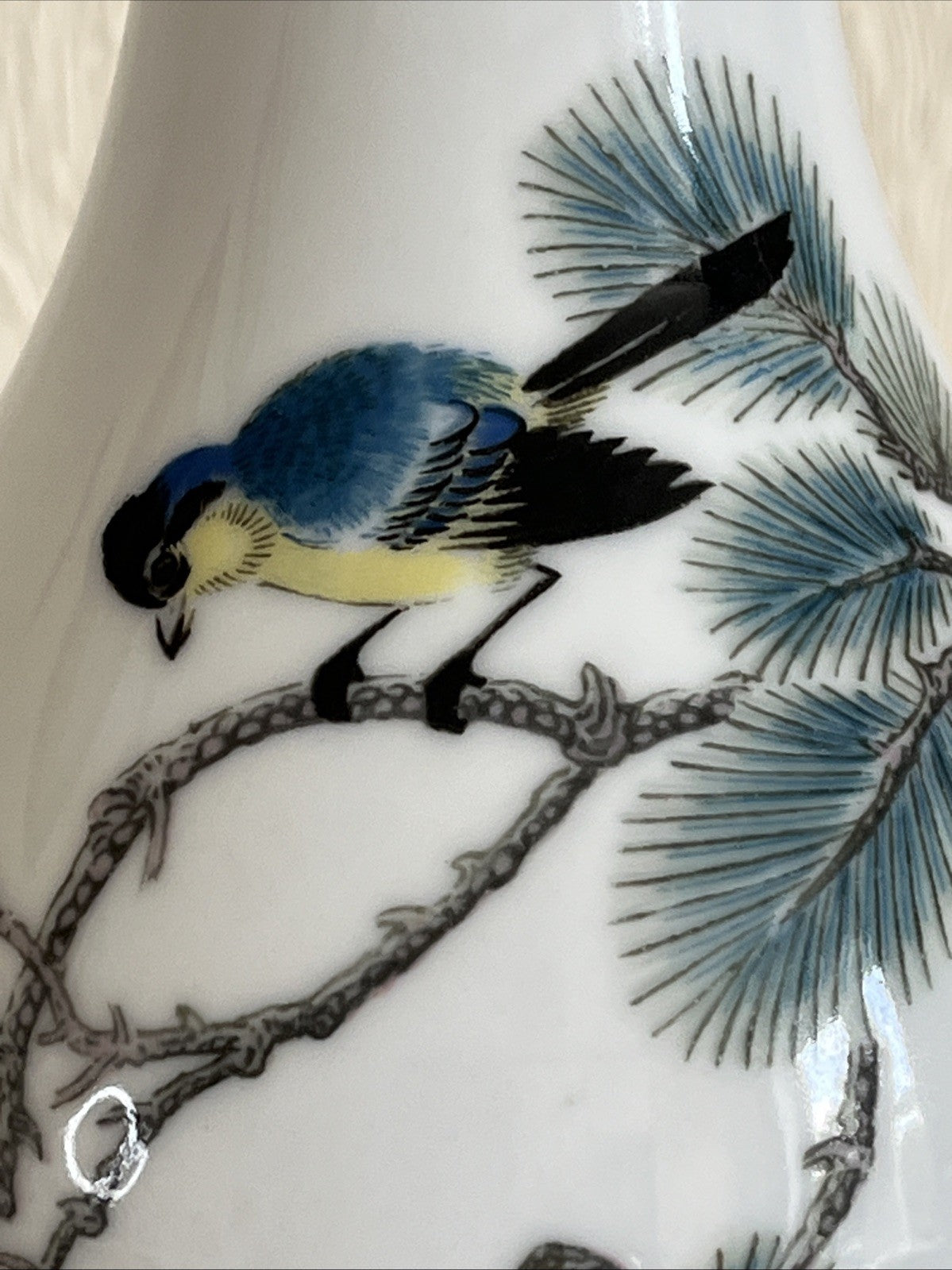 Liling China Porcelain Vase Bird Pine Branch Hand Painted Chinese