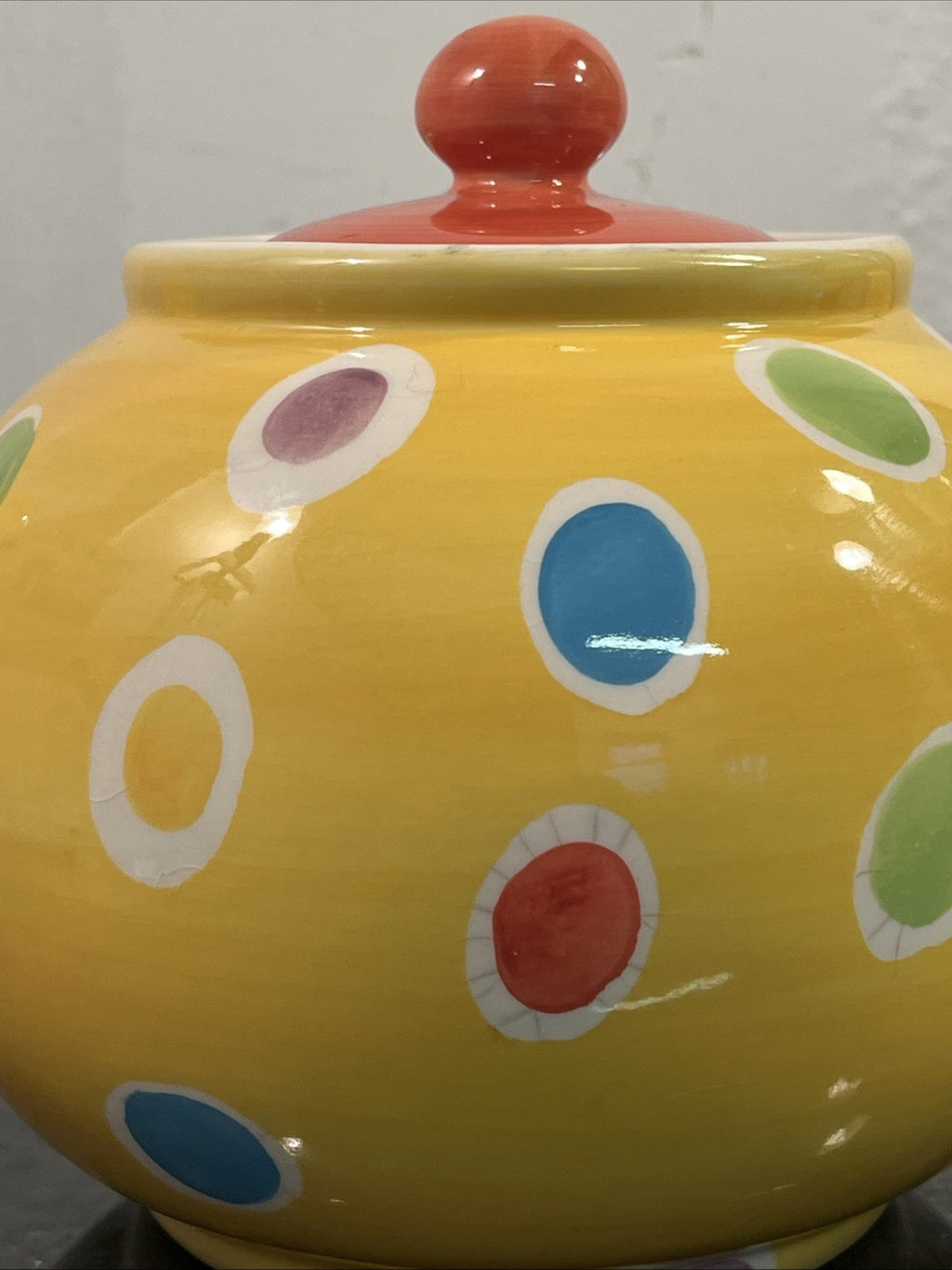 Whittard Large Yellow Polka Dot Teapot Hand Painted Ceramic Kitchen Tea Pot