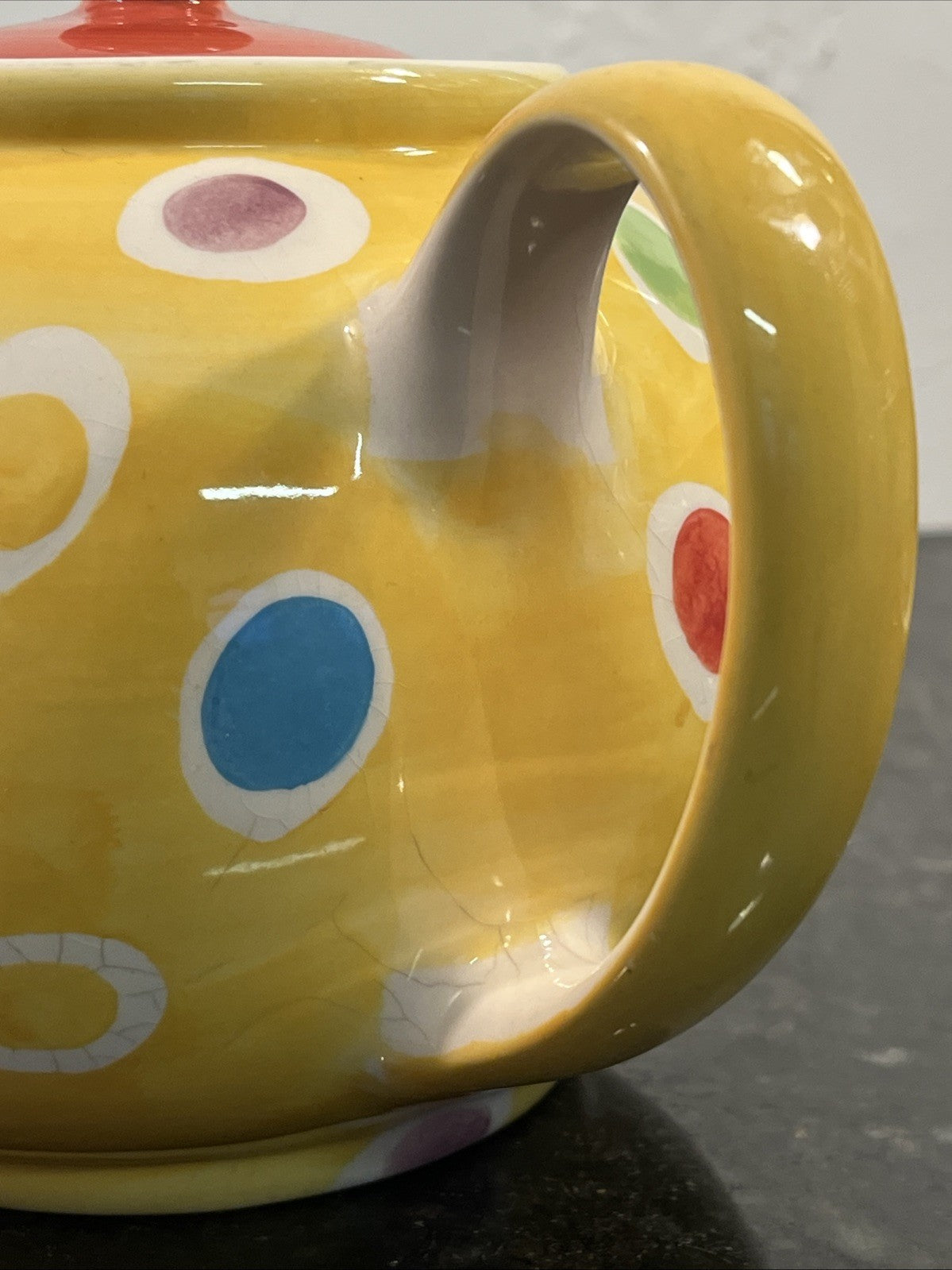 Whittard Large Yellow Polka Dot Teapot Hand Painted Ceramic Kitchen Tea Pot