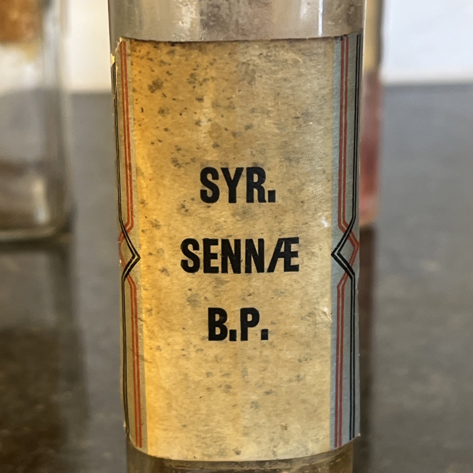 Antique Chemist Bottles Apothecary Pharmacy Labels Glass Set of 4 B.P.