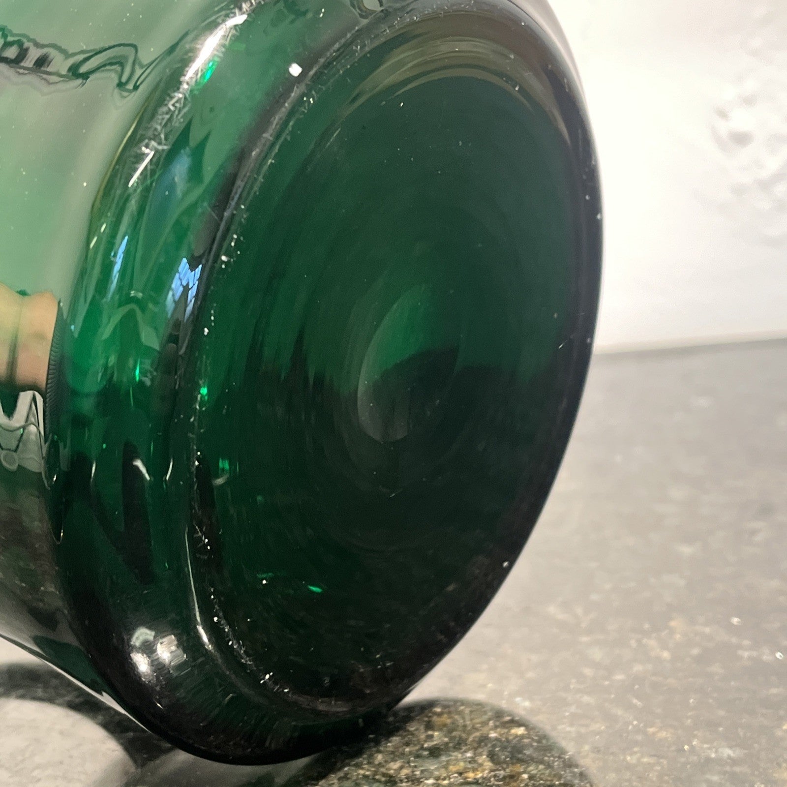 Vintage Emerald Green Art Glass Jug  Sculptural Mid Century Style