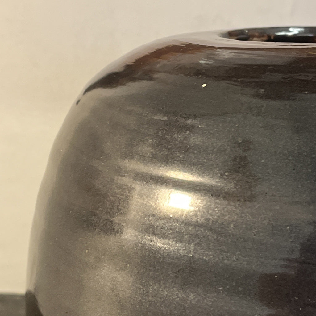 Studio Pottery Lidded Jar Tenmoku Glaze Stoneware Storage Pot