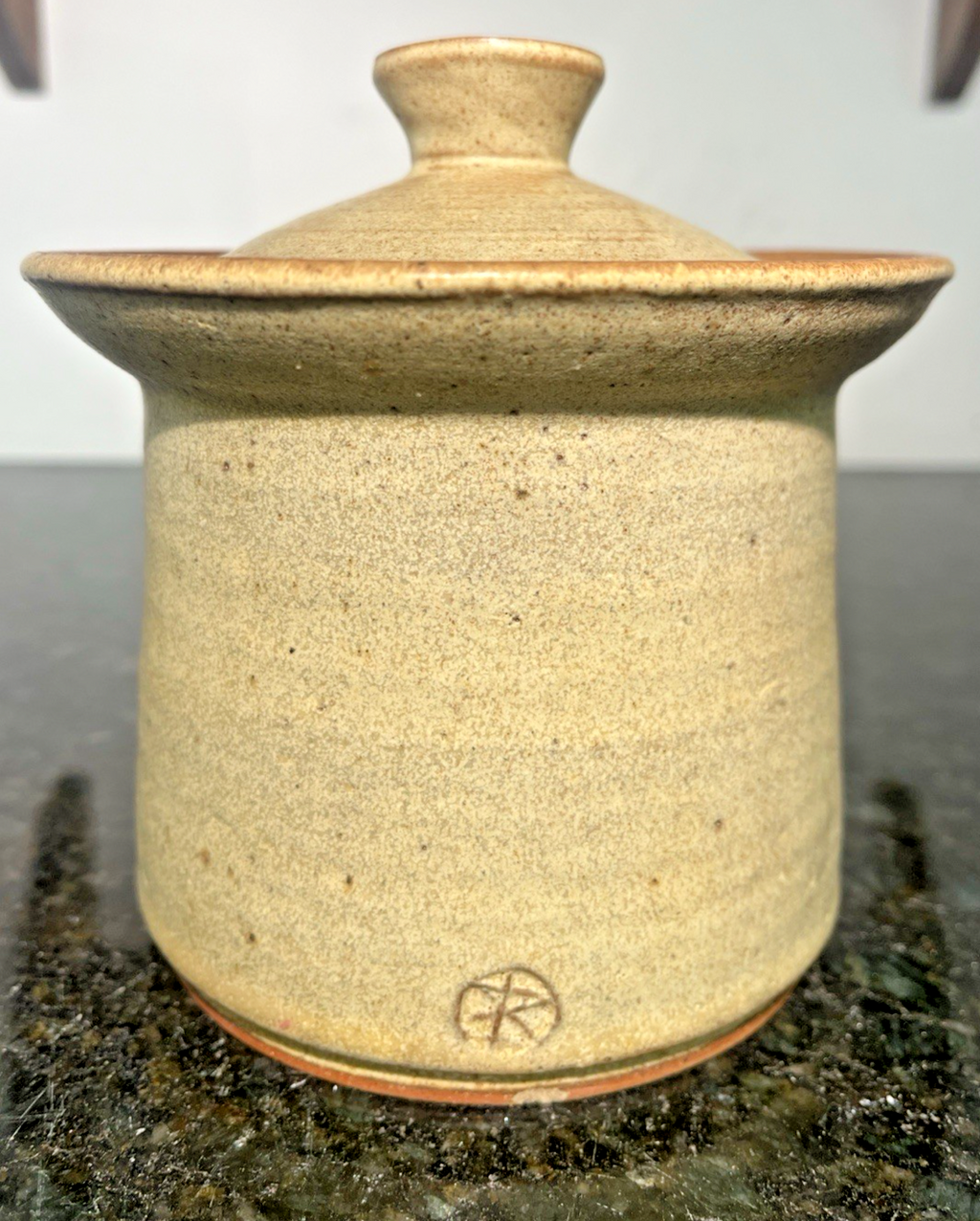 Karen Ross Studio Pottery Lidded Jar Speckled Stoneware Signed British
