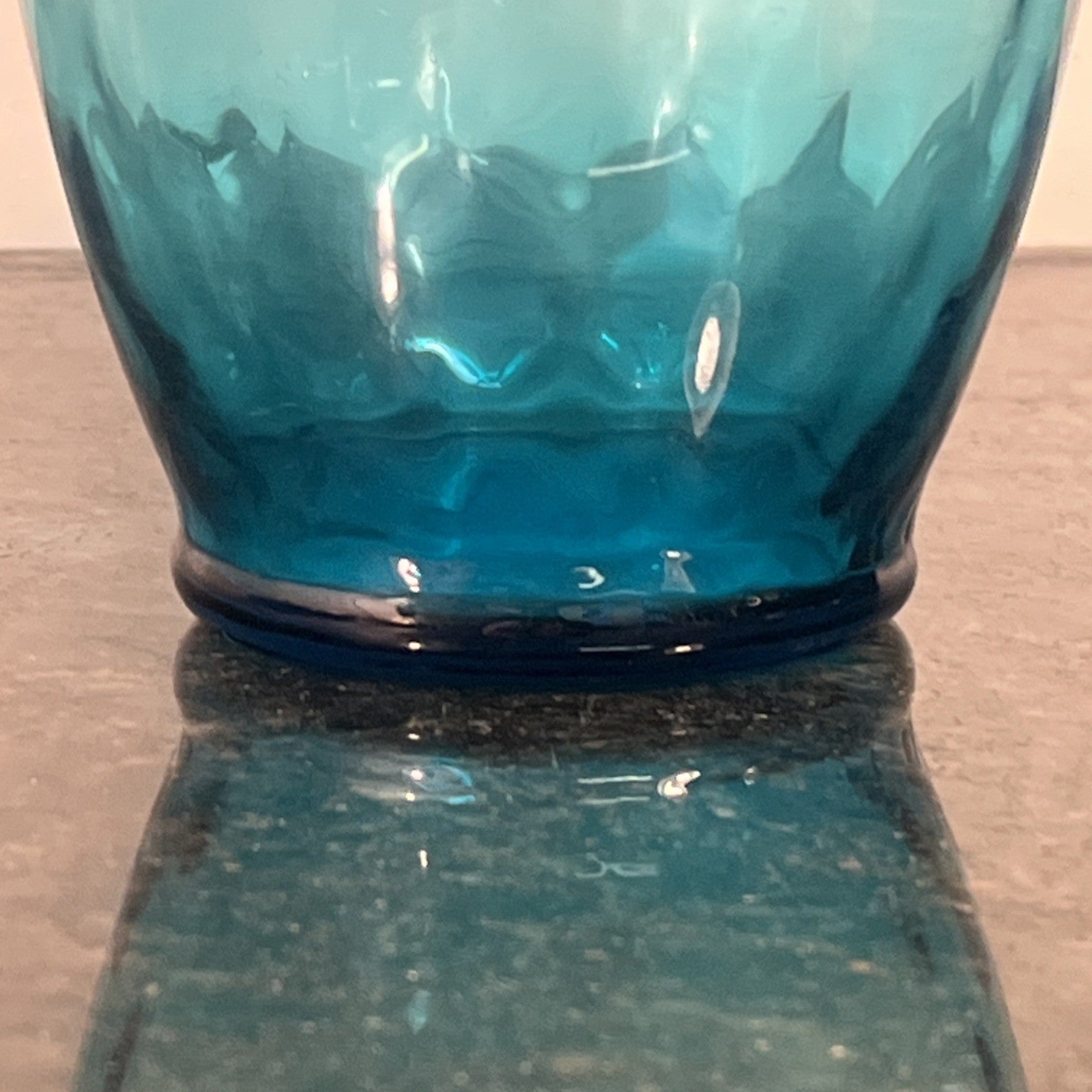 Empoli Blue Glass Vases Pair Italian MCM Retro Turquoise Decorative