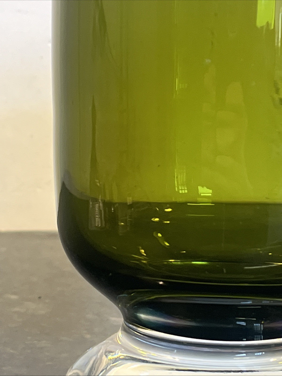 Vintage Cleybergh Art Glass Vase Olive Green Heavy MCM Belgian Signed
