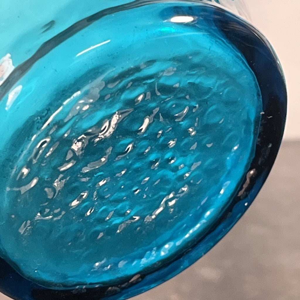 Empoli Blue Glass Vases Pair Italian MCM Retro Turquoise Decorative
