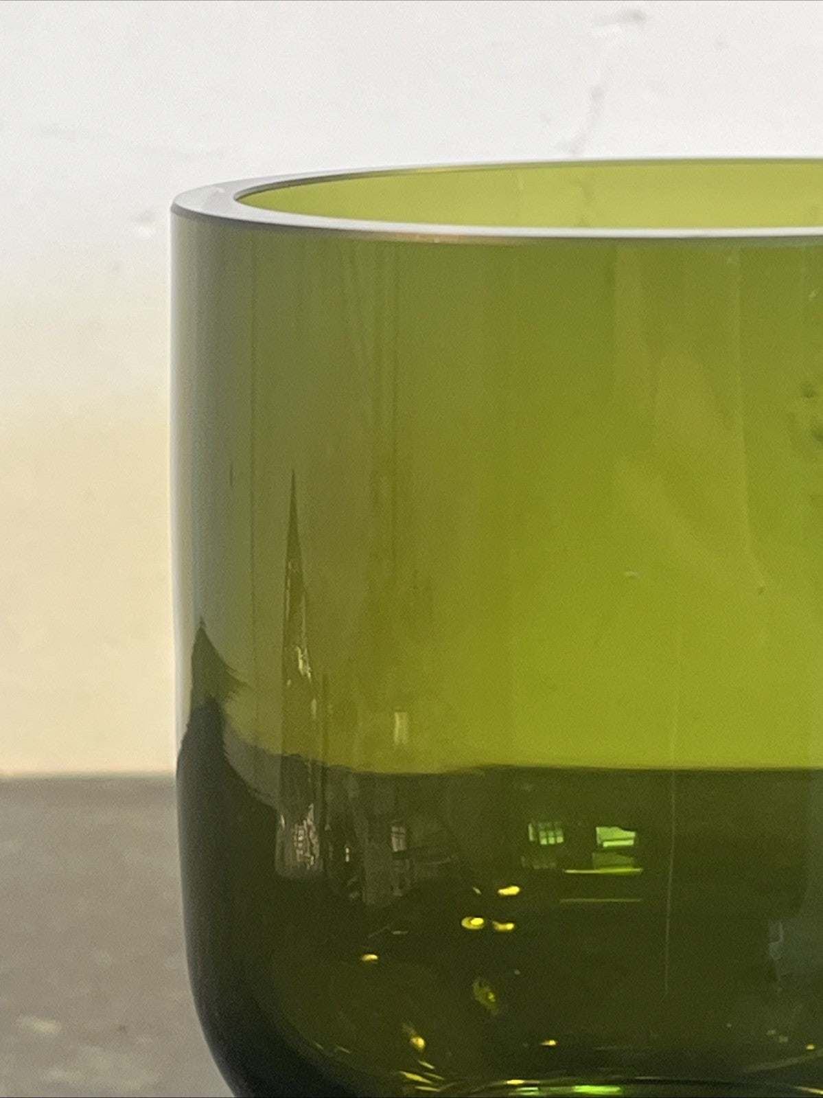 Vintage Cleybergh Art Glass Vase Olive Green Heavy MCM Belgian Signed