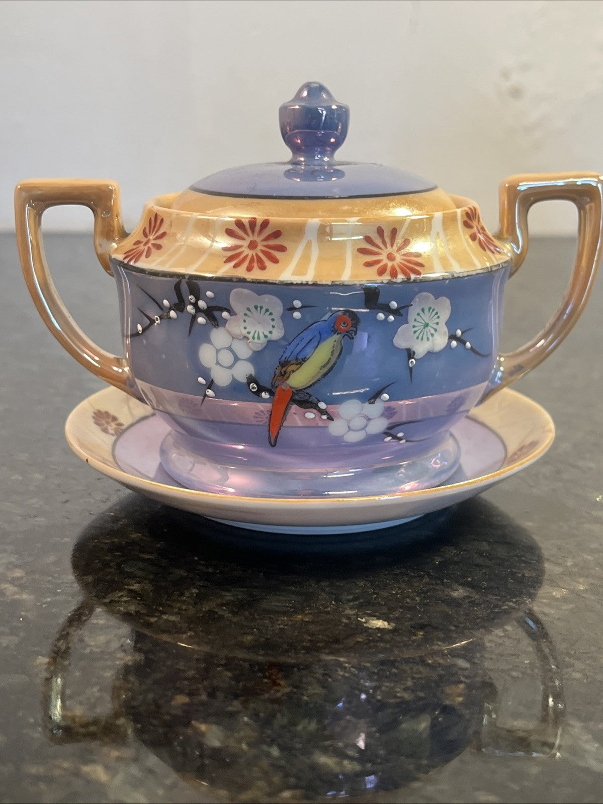 Chikaramachi Noritake Tea Set Bird Blossom Lustre Japan