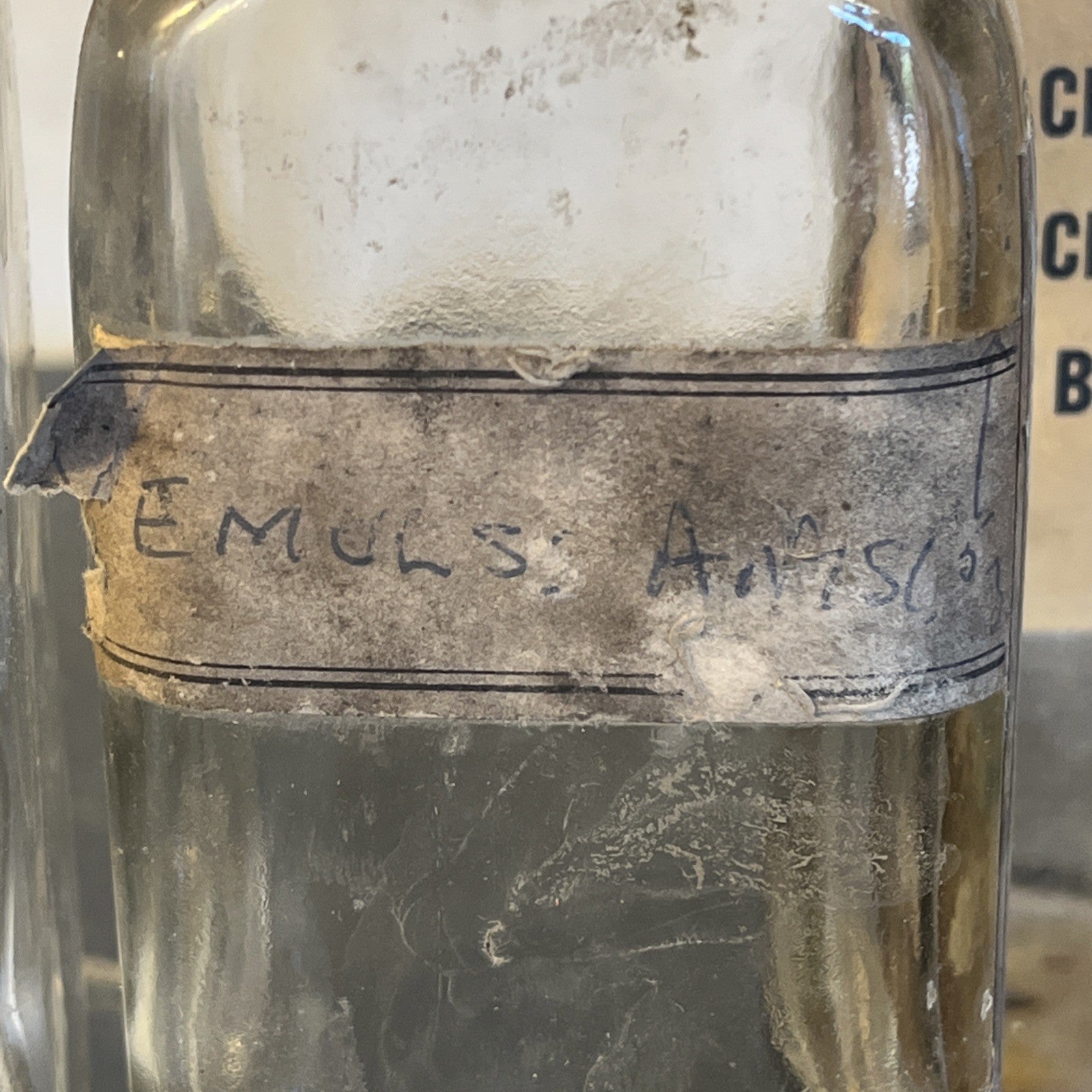 Antique Apothecary Bottles Original Pharmacy Labels Glass Chemist Mixed Set of 5