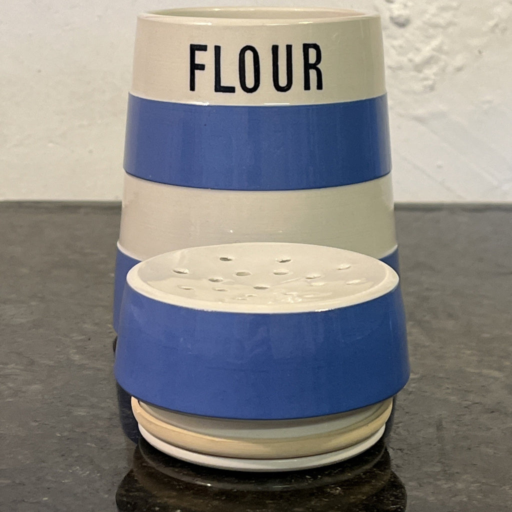 TG Green Cornishware Judith Onions Flour Dredger Blue White Kitchenware