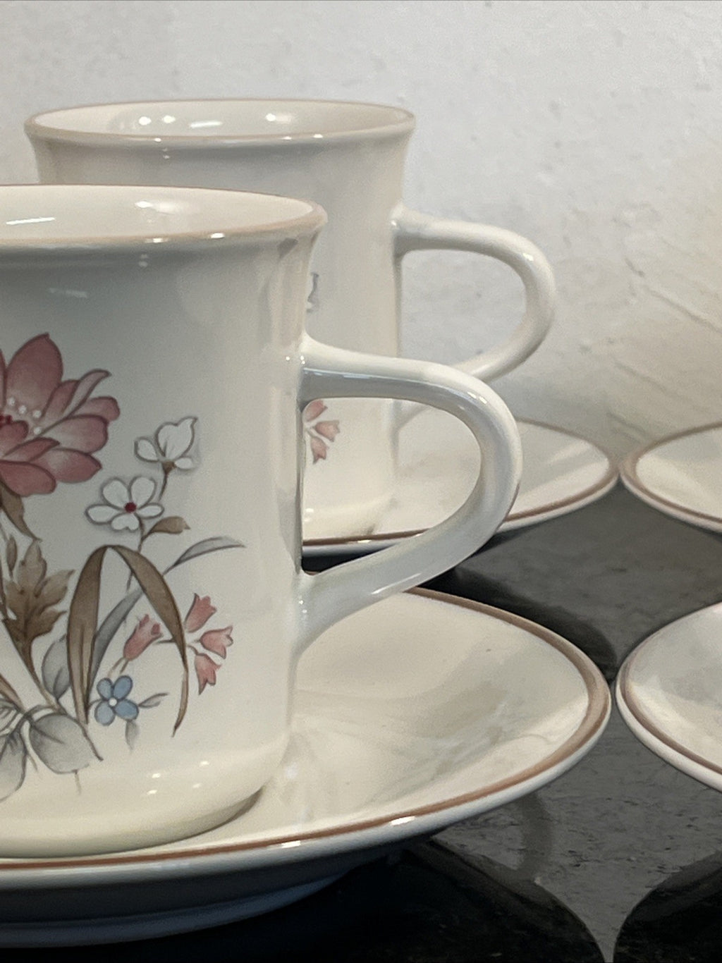 Nitto Japan Floral Coffee Set Cups Saucers Milk Jug Sugar Bowl vintage