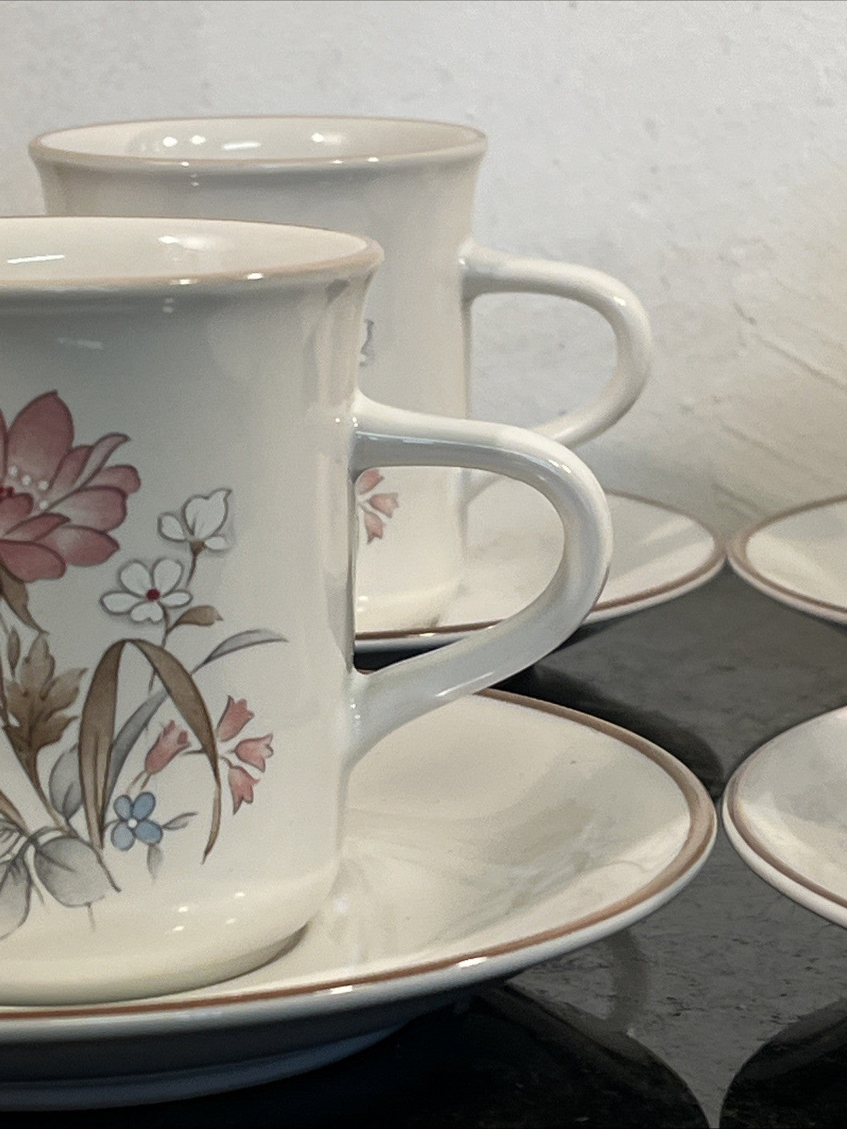 Nitto Japan Floral Coffee Set Cups Saucers Milk Jug Sugar Bowl vintage