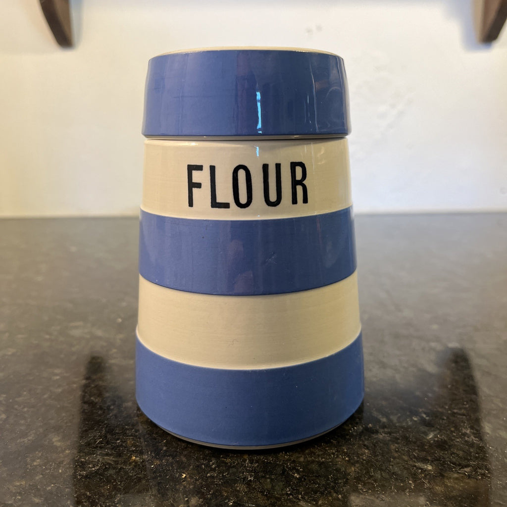 TG Green Cornishware Judith Onions Flour Dredger Blue White Kitchenware