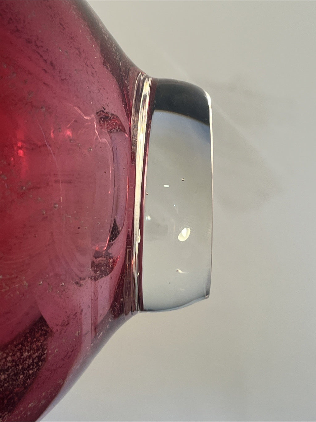 Czech Art Glass Basket Josef Hospodka Chřibská Cranberry Controlled Bubble Vase