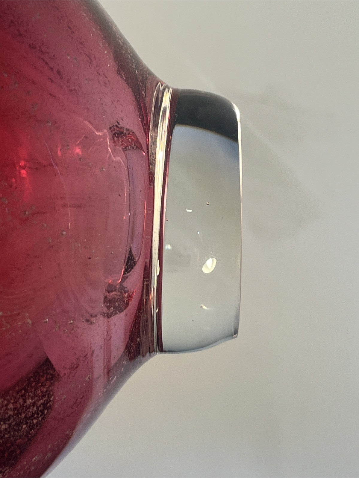 Czech Art Glass Basket Josef Hospodka Chřibská Cranberry Controlled Bubble Vase