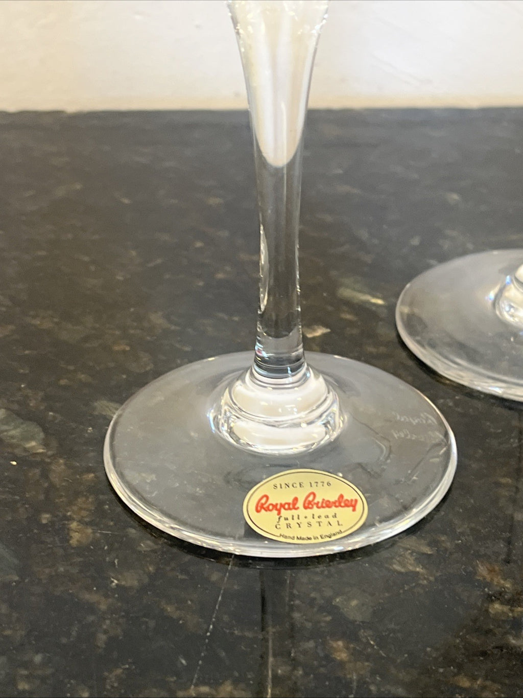 Royal Brierley Opera Crystal Wine Glasses Boxed Pair Handmade Lead Crystal