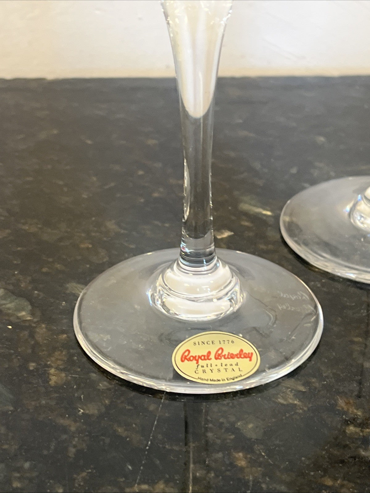 Royal Brierley Opera Crystal Wine Glasses Boxed Pair Handmade Lead Crystal