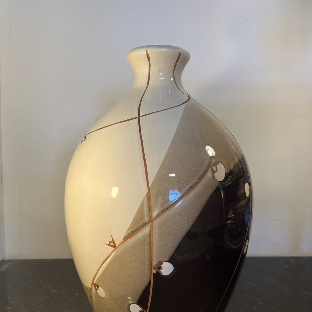 Large Studio Pottery Vase Oriental Ceramic Floor Vase Japanese Style Blossom