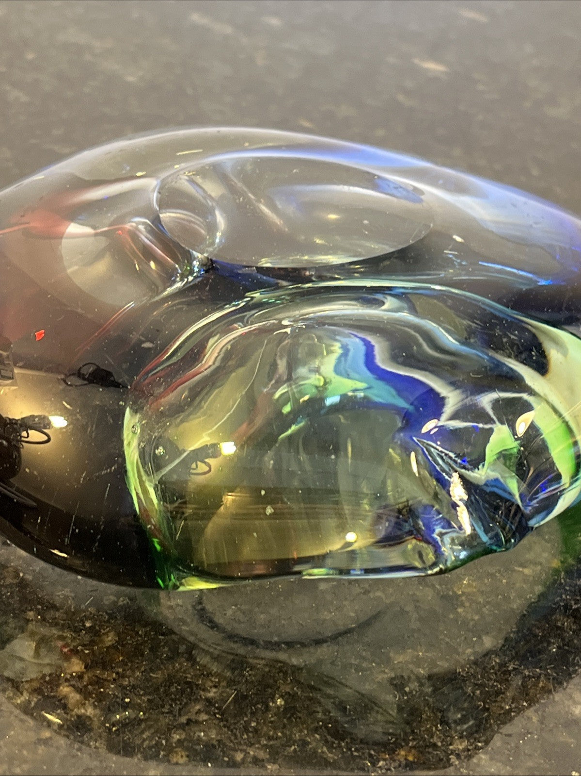 Josef Rozinek Attributed Sommerso Art Glass Ashtray Blue Green Czech 1960s