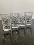 Soviet Cut Crystal Shot Glasses Geometric Vodka Glasses USSR Style Set Of 4