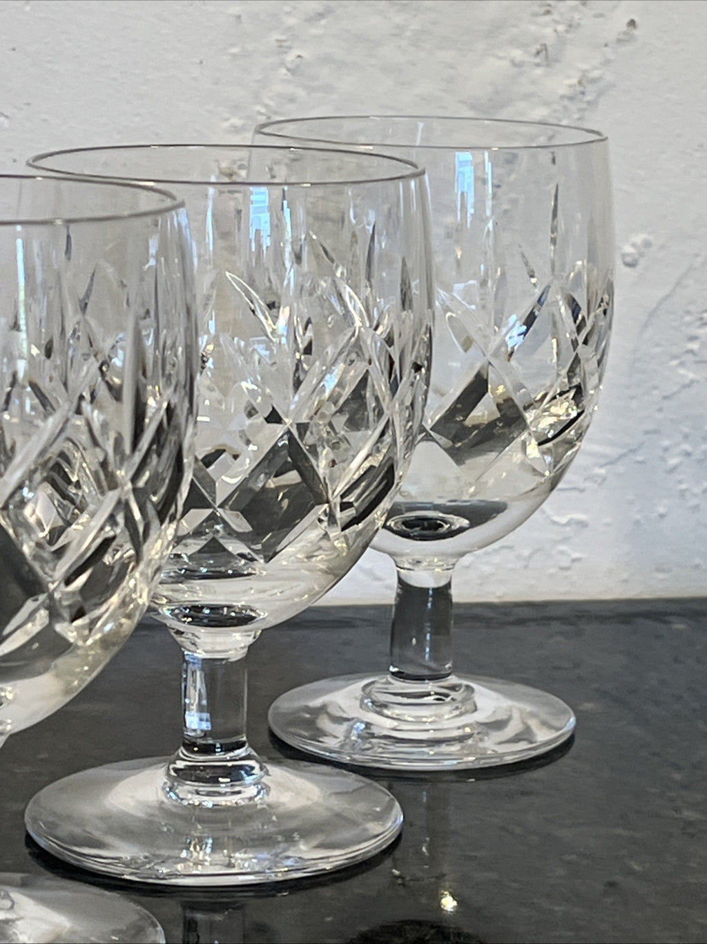 Cut Crystal White Wine Glasses Set of 6 Vintage Lead Crystal Goblets