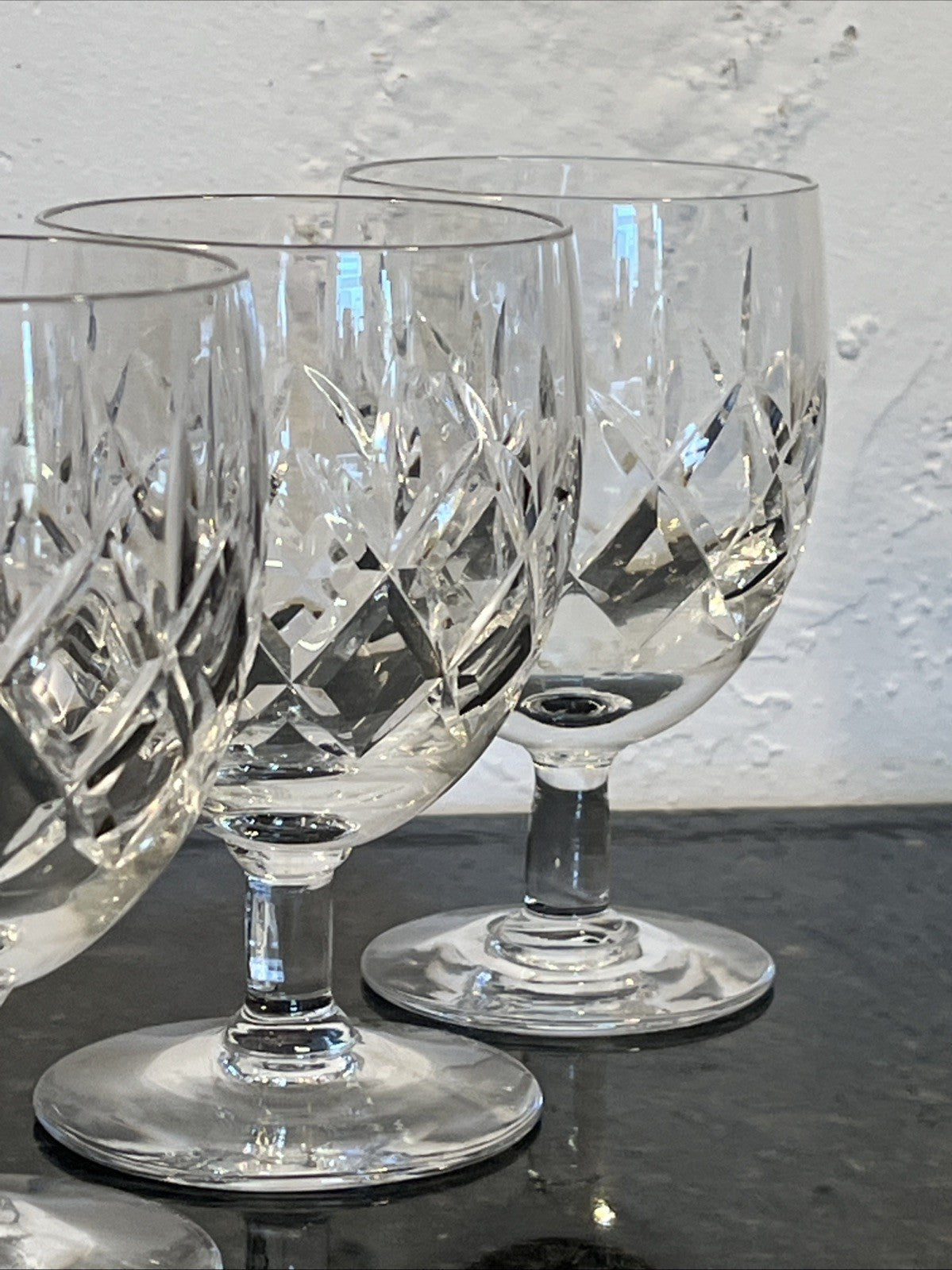 Cut Crystal White Wine Glasses Set of 6 Vintage Lead Crystal Goblets