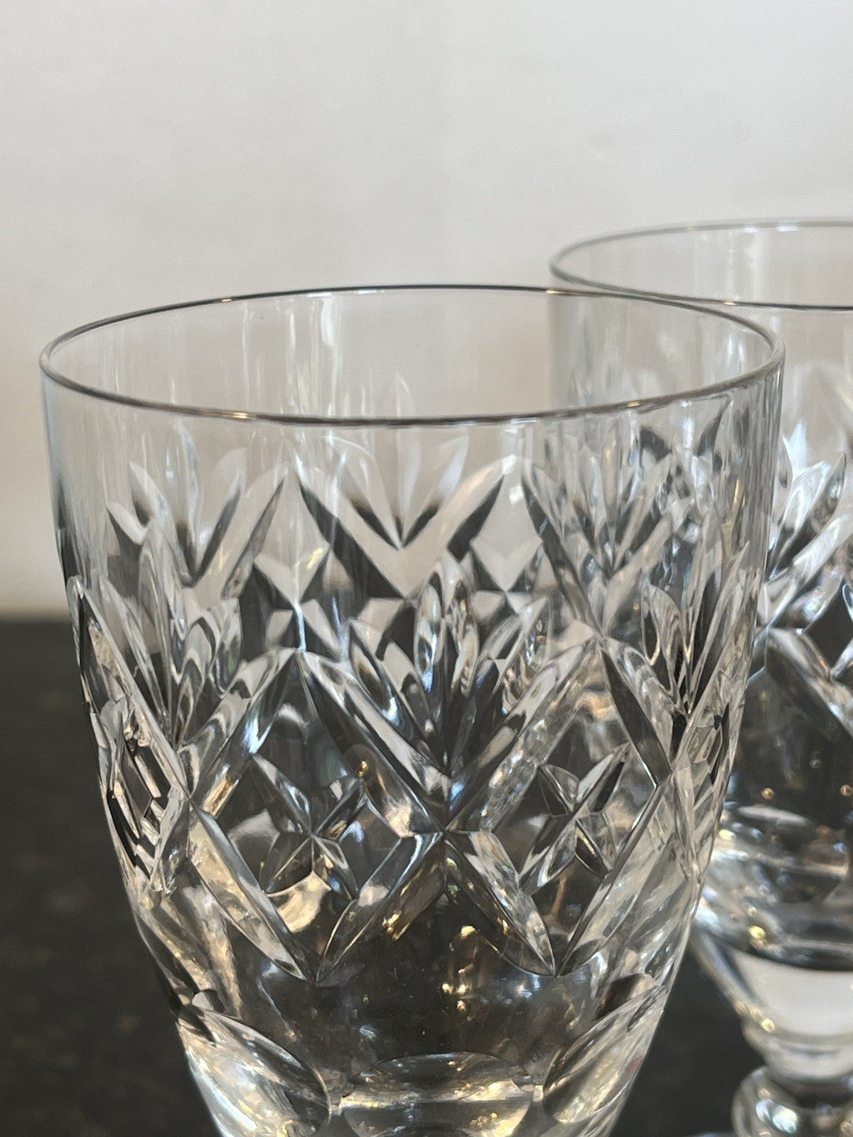 Royal Doulton Georgian Crystal Wine Glasses Set 6 Cut Lead Crystal Goblets
