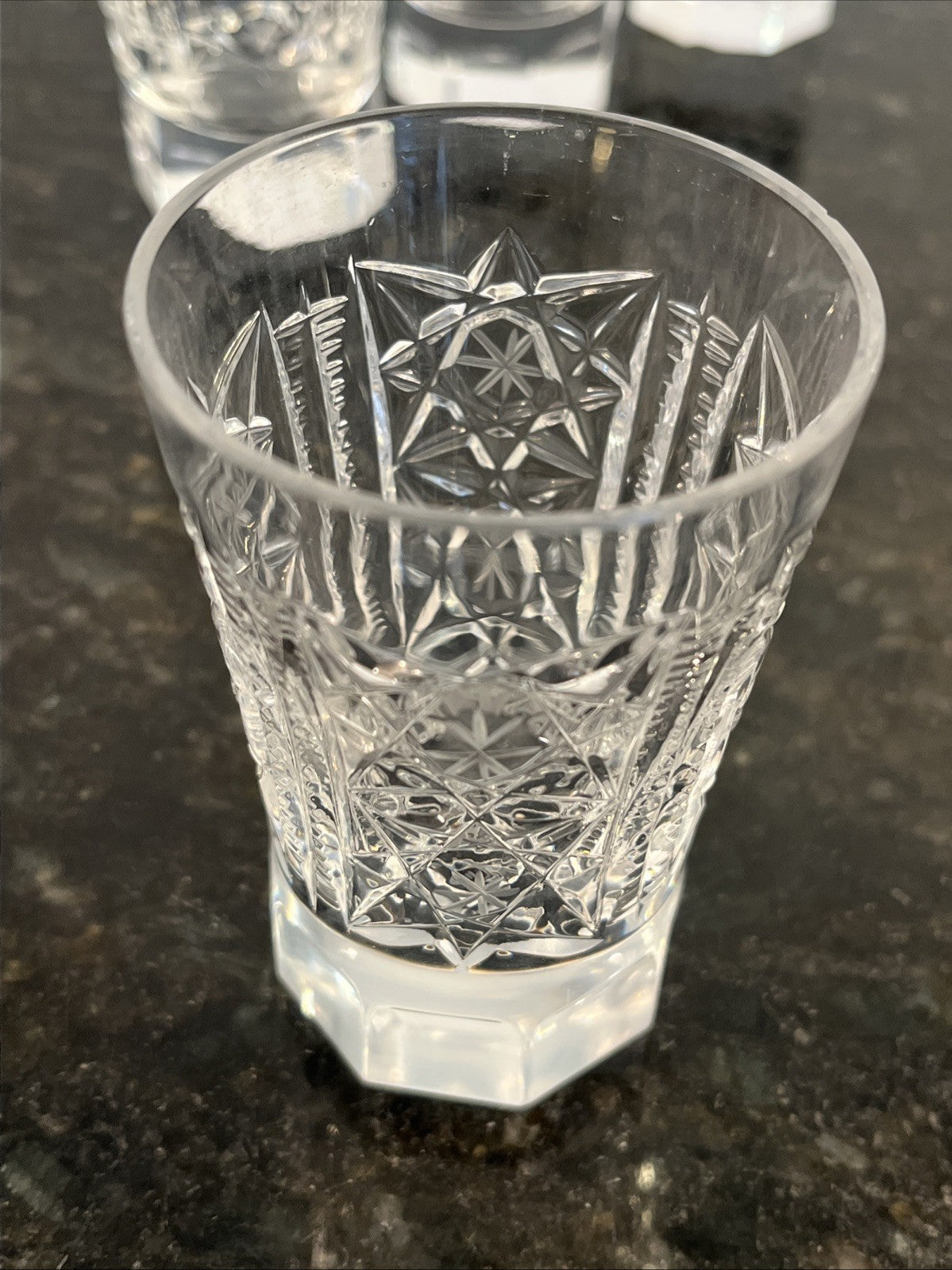 Soviet Cut Crystal Shot Glasses Geometric Vodka Glasses USSR Style Set Of 4