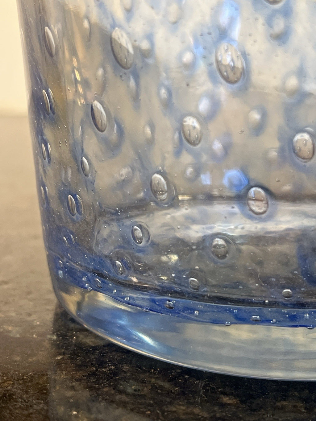 Vintage Blue Bullicante Art Glass Vase Italian Style Heavy Cased Glass