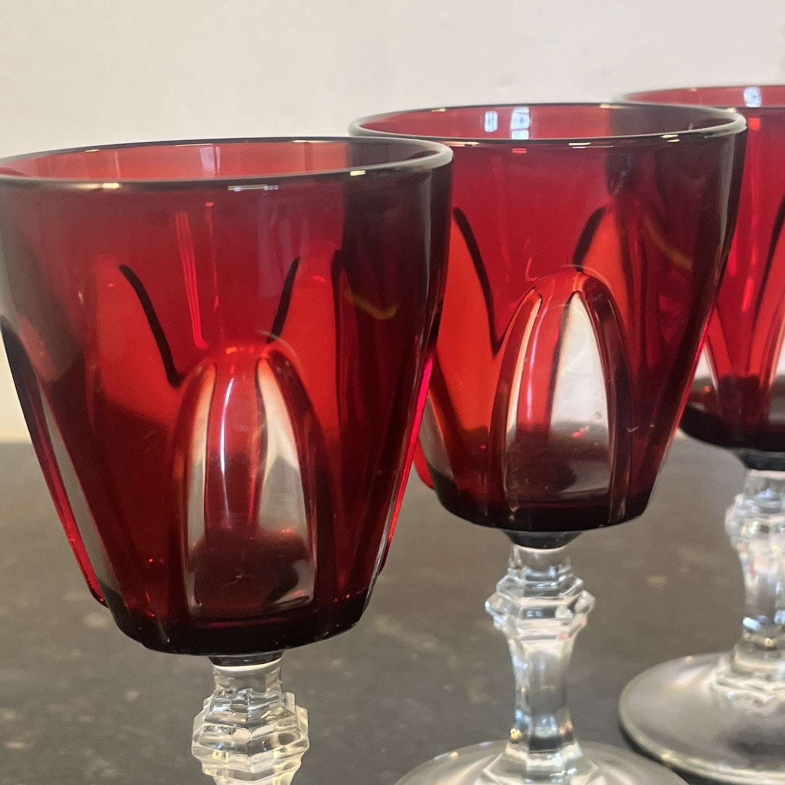 Cristal d’Arques Durand Gothic Ruby Red Wine Glasses Set Of Six