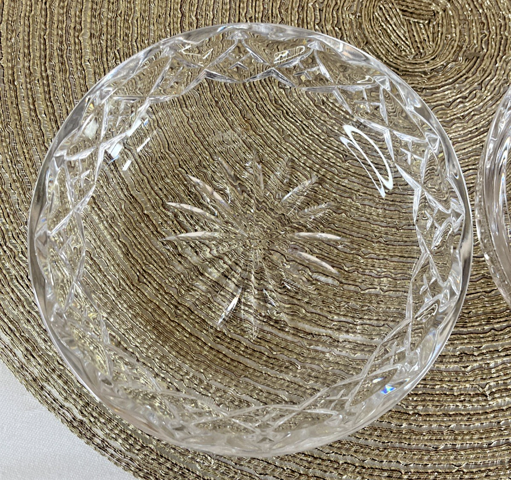 Waterford Crystal Nocturne Bowls Pair Cut Glass Starburst Dessert Nut Dishes