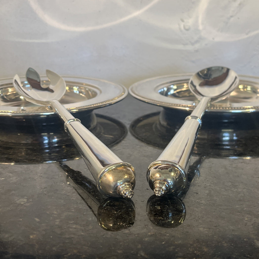 Silver Plated Serving Set With Two Plates Serving Spoon And Fork