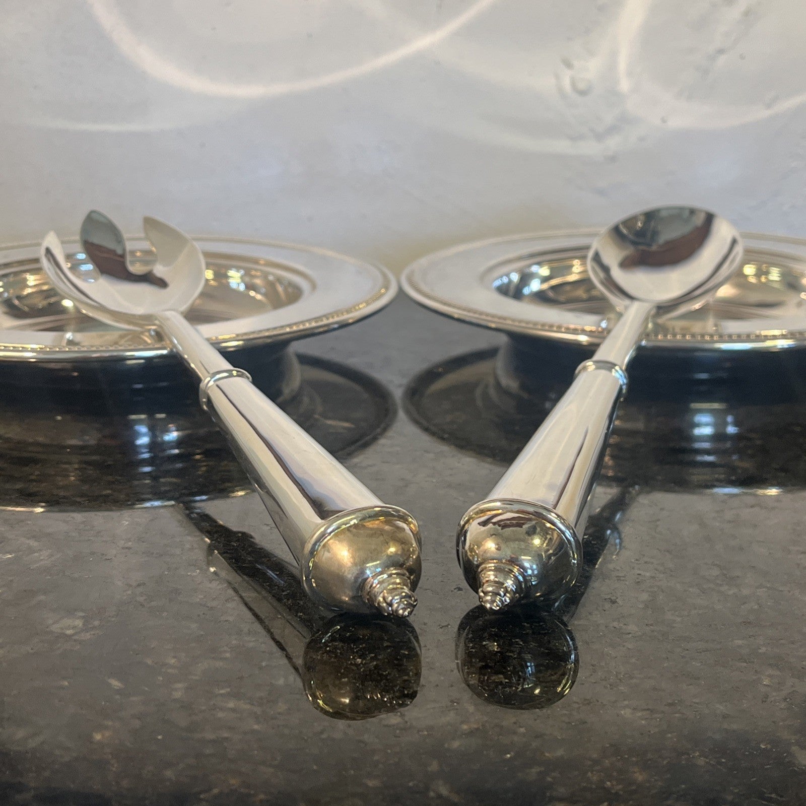 Silver Plated Serving Set With Two Plates Serving Spoon And Fork