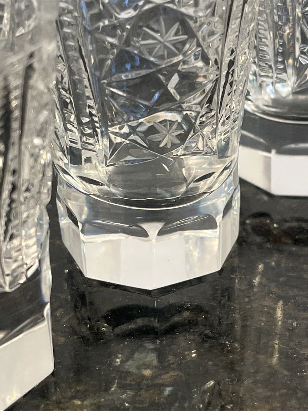 Soviet Cut Crystal Shot Glasses Geometric Vodka Glasses USSR Style Set Of 4