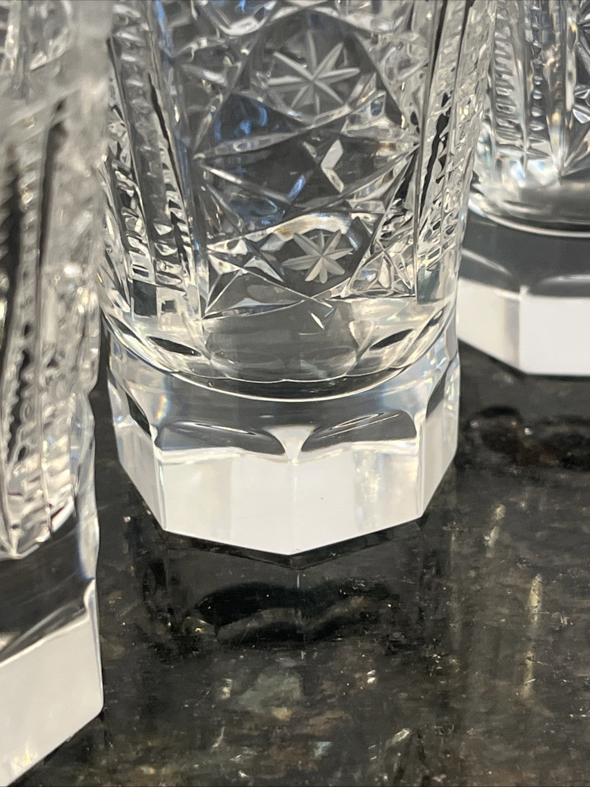 Soviet Cut Crystal Shot Glasses Geometric Vodka Glasses USSR Style Set Of 4