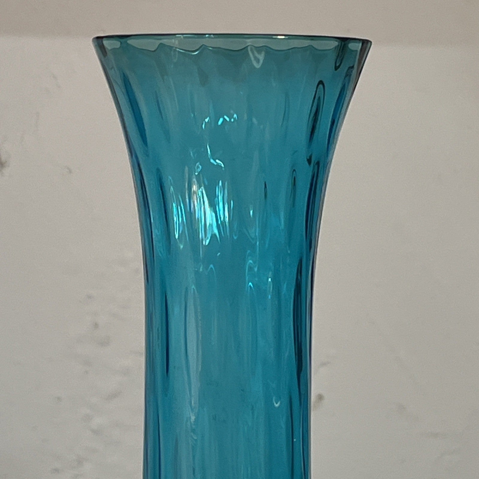 Empoli Blue Glass Vases Pair Italian MCM Retro Turquoise Decorative