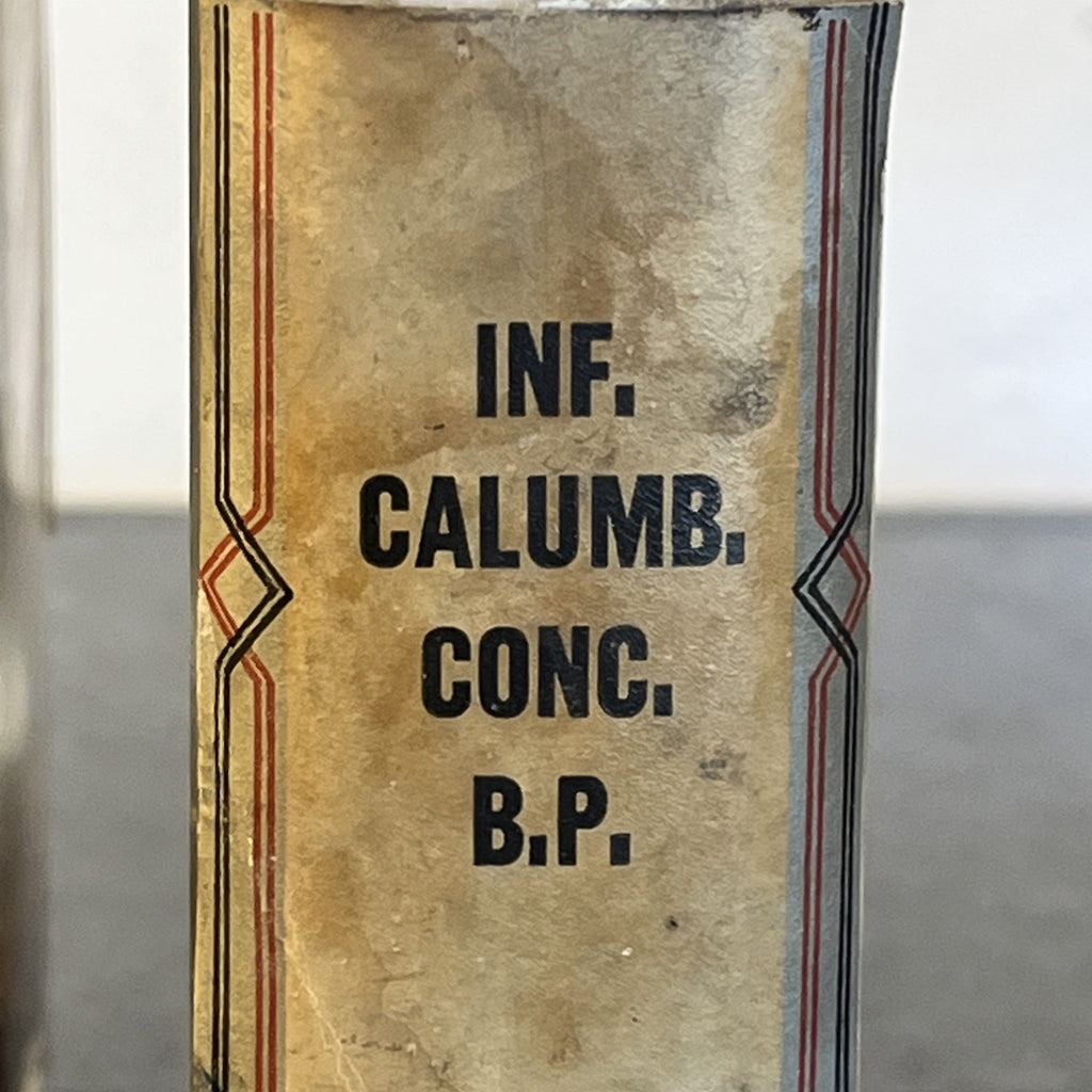 Antique Chemist Bottles Apothecary Pharmacy Labels Glass Set of 4 B.P.