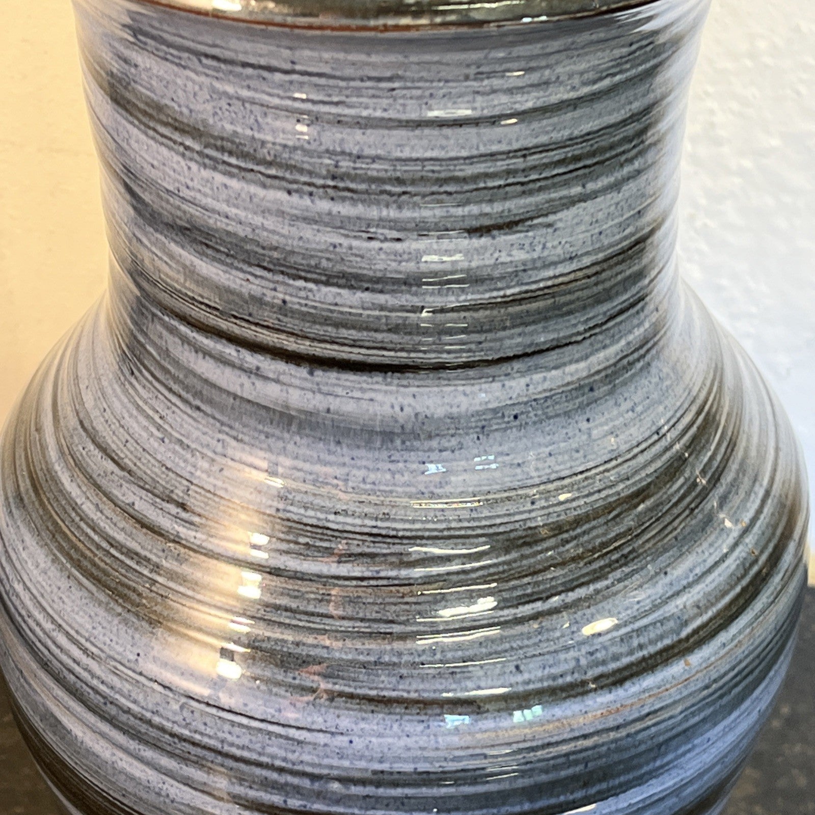 Wold Pottery Blue Banded Studio Pottery Hand Thrown Large Vase Yorkshire