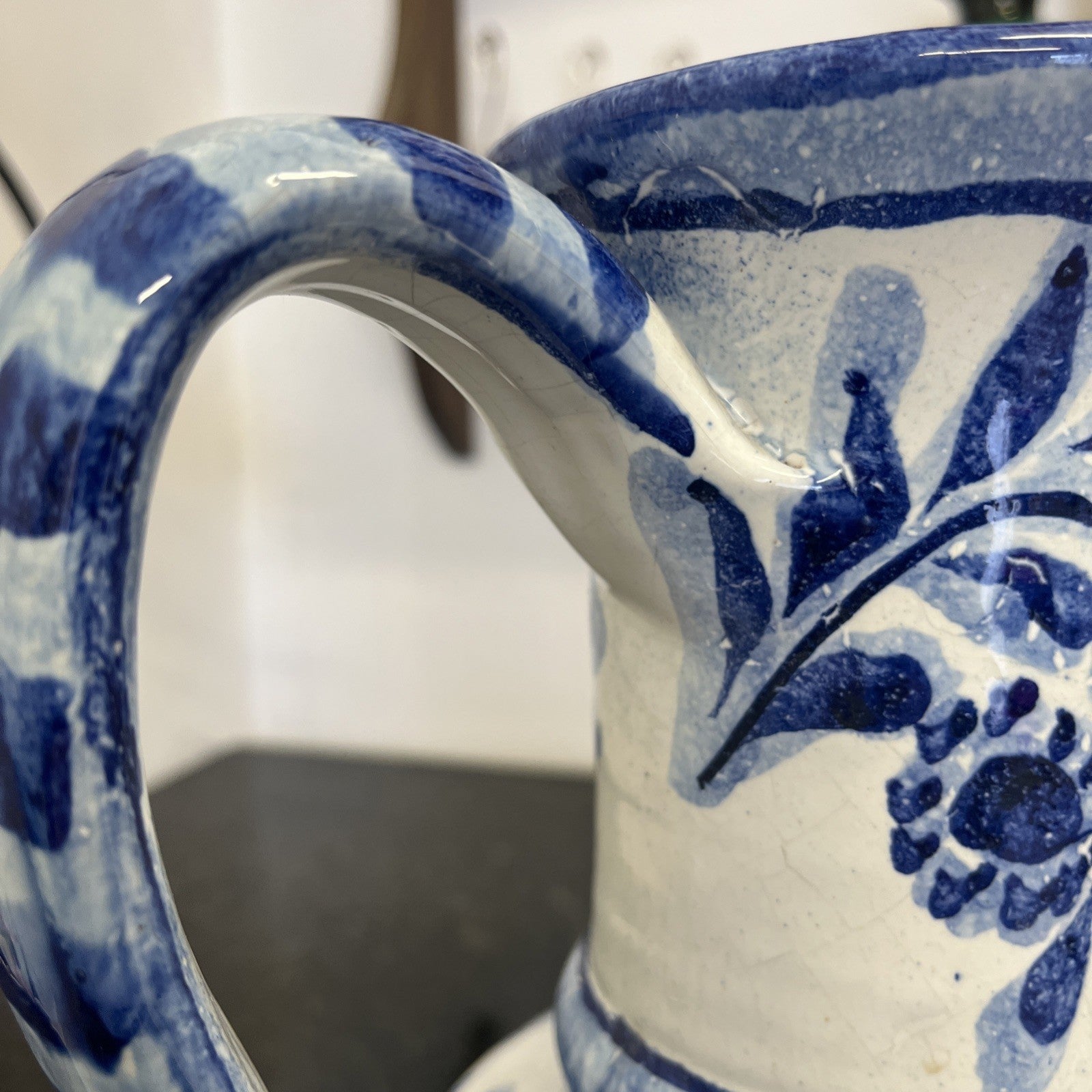 Porches Pottery Blue Floral Jug Hand Painted Portuguese Algarve Ceramic