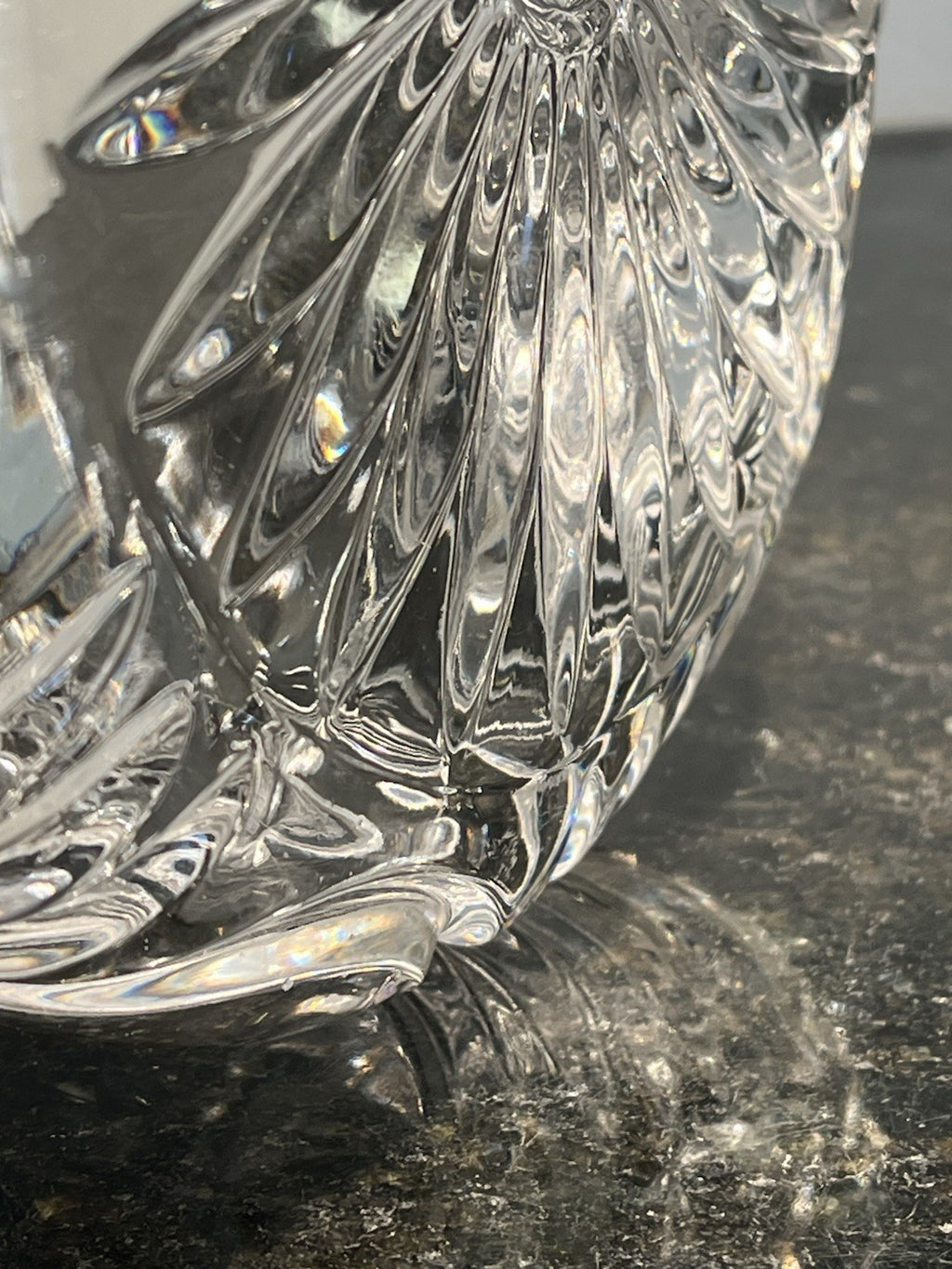 Heavy Cut Crystal Bowl Starburst Fan Scalloped Rim Centrepiece