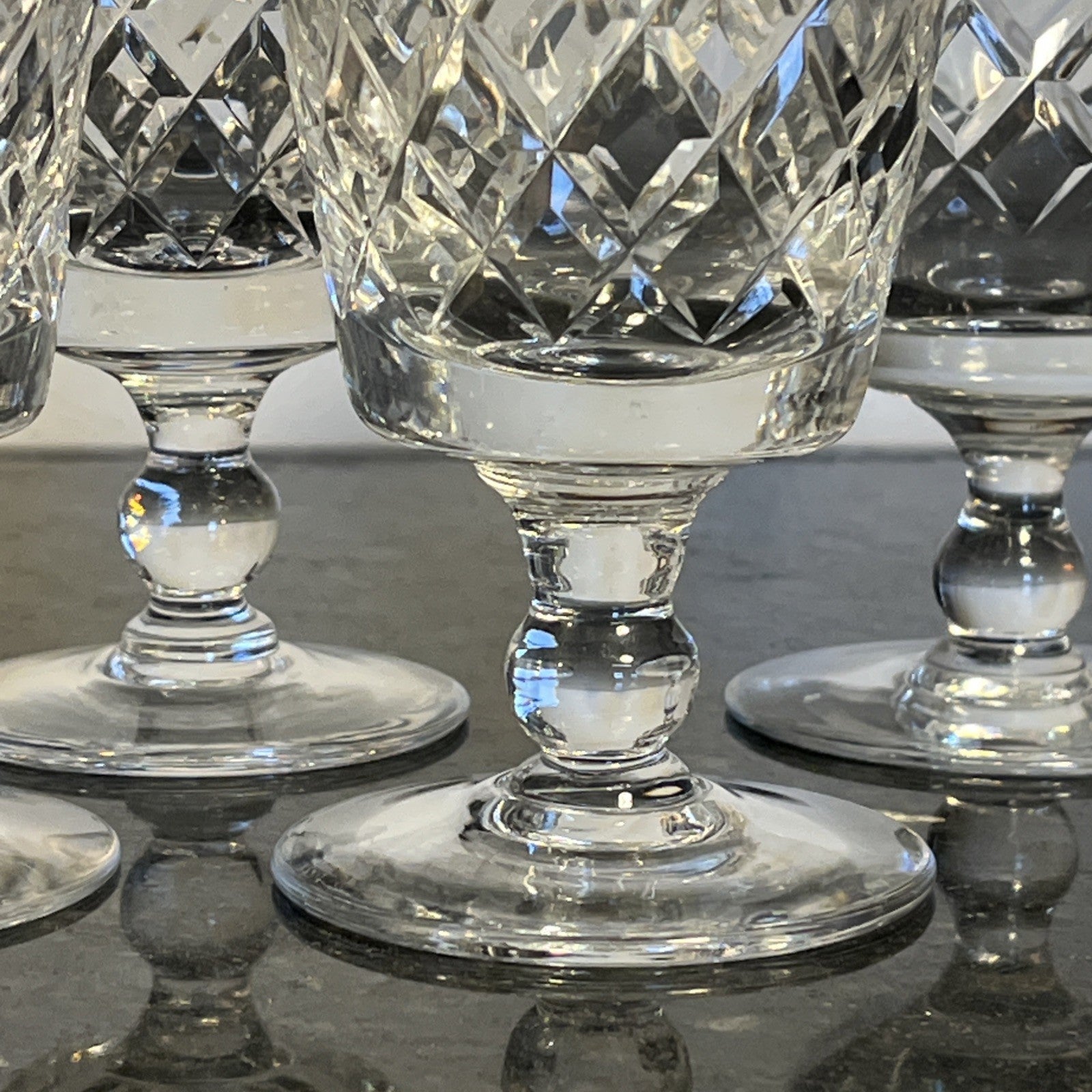 Royal Brierley Bruce Wine Glasses Set 5 Cut Crystal Goblets Vintage