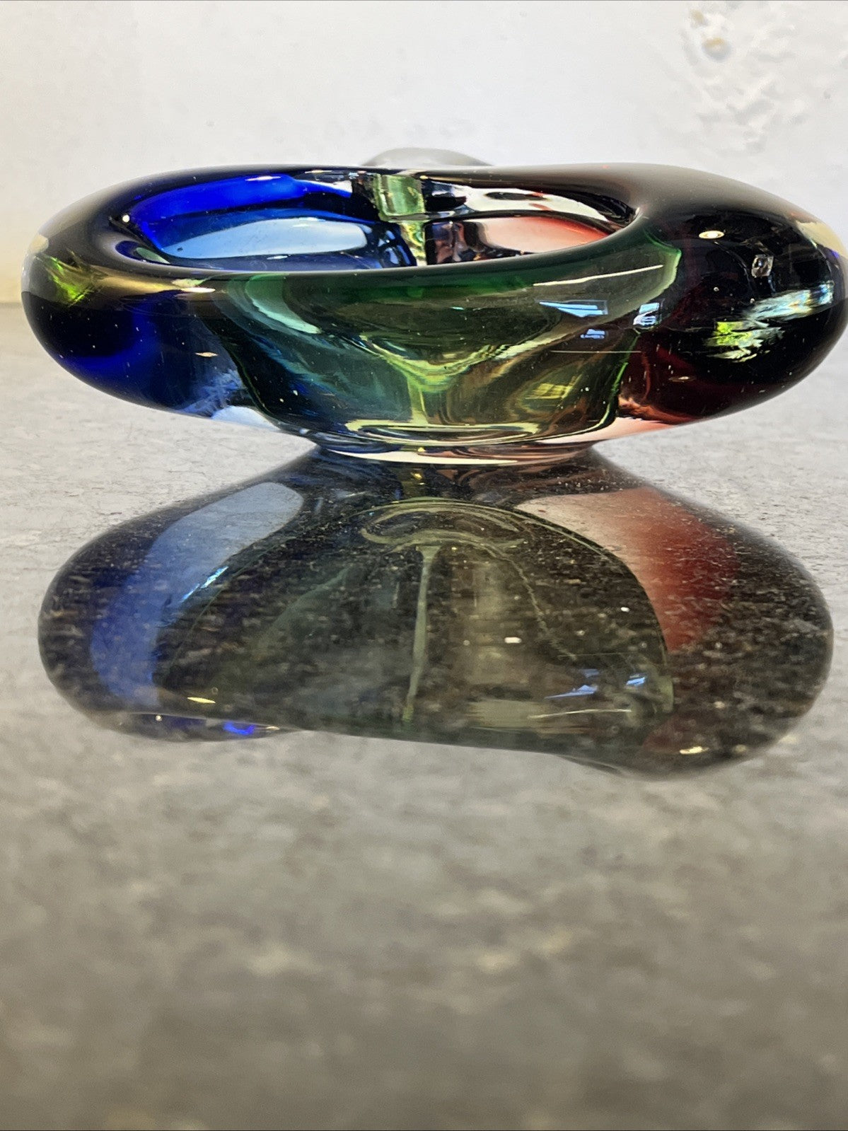 Josef Rozínek Three-Compartment Art Glass Bowl – Borské Sklo, Czechoslovakia c.1960
