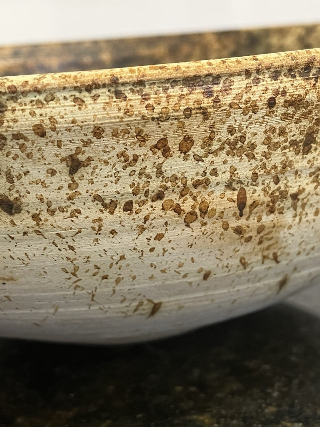 John Lennon Studio Pottery Bowl Signed Speckled Stoneware Rustic