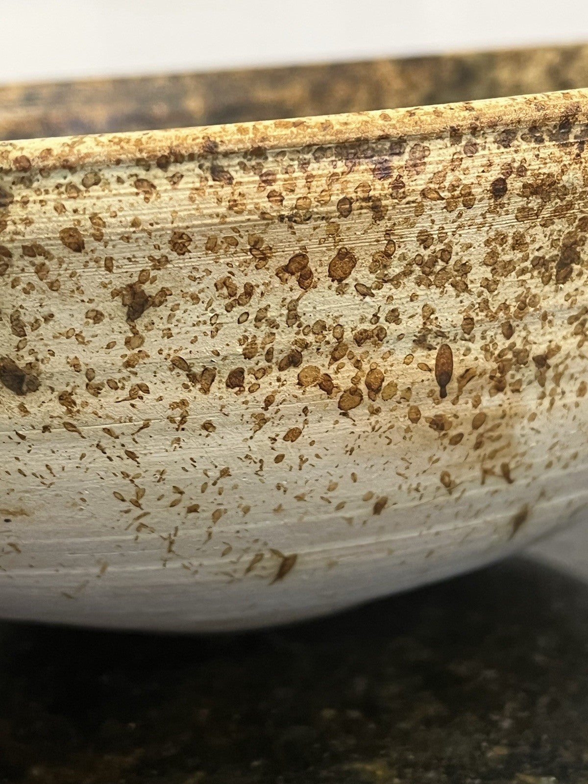 John Lennon Studio Pottery Bowl Signed Speckled Stoneware Rustic