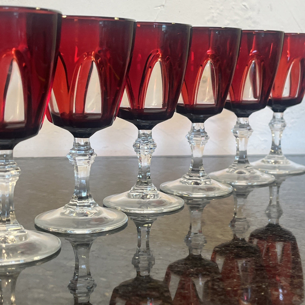 Cristal d’Arques Durand Gothic Ruby Red Wine Glasses Set Of Six
