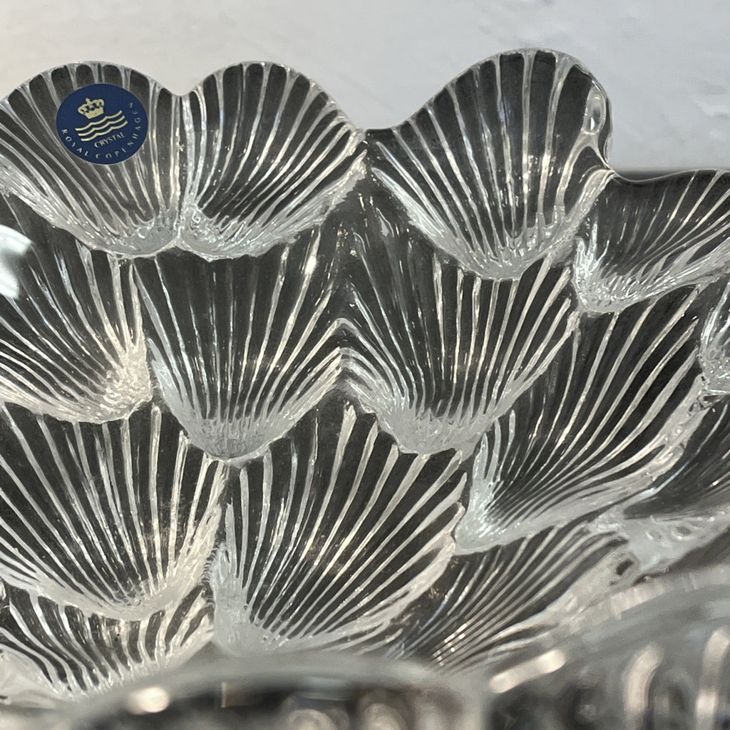 Royal Copenhagen Crystal Bowl Shell Pattern Scandinavian Glass Centrepiece Dish